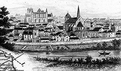 Gravure de la ville de Poitiers, en 1883