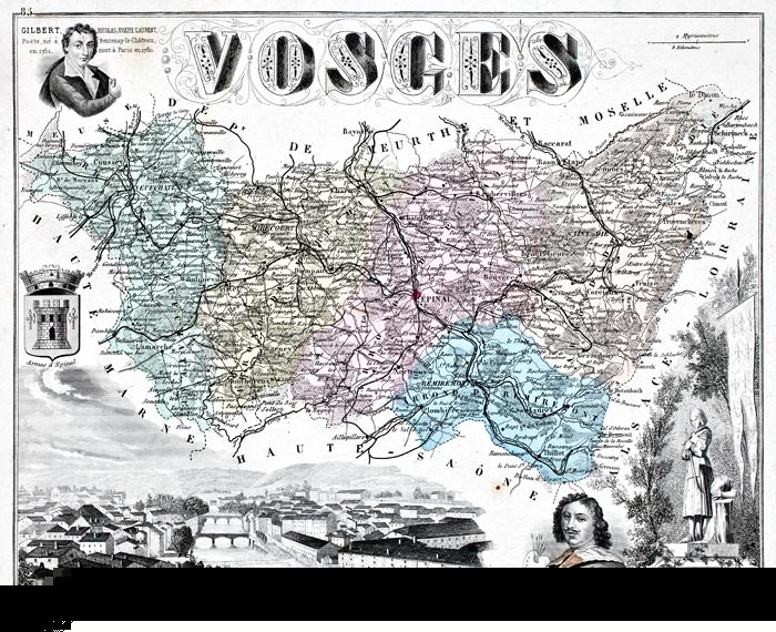 Carte des Vosges de Vuillemin - 1883
