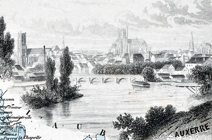 Gravure de la ville d'Auxerre, en 1883