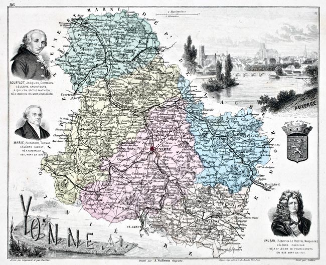 Carte de l'Yonne de Vuillemin - 1883