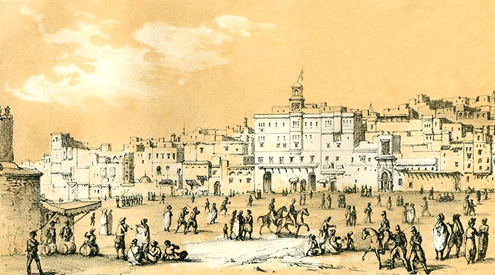 Place d'Alger vers 1835 - reproduction © Norbert Pousseur