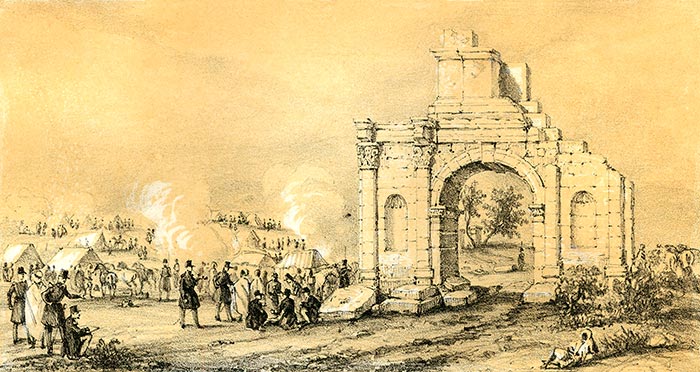 Arc de triomphe romain à Djémilah - reproduction © Norbert Pousseur