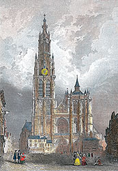 Gravure de la cathédrale d'Anvers par Rouargue - reproduction © Norbert Pousseur