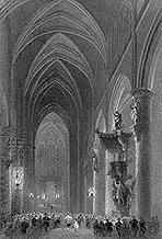 L'intérieur de l'église St Gudule à Bruxelles - gravure reproduite et restaurée numériquement par © Norbert Pousseur