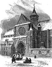 Église du Sablon de Bruxelles vers 1840 - reproduction © Norbert Pousseur
