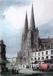 La cathédrale de Bordeaux - gravure reproduite puis restaurée numériquement par  © Norbert Pousseur