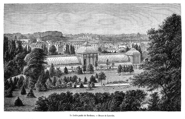 Jardin public de Bordeaux vers 1860 - gravure reproduite puis restaurée numériquement par  © Norbert Pousseur