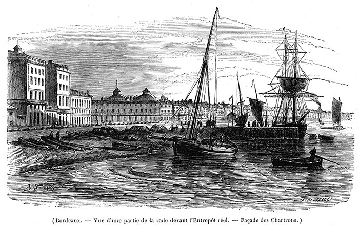 Rade de Bordeaux - gravure reproduite puis restaurée numériquement par © Norbert Pousseur Rade de Bordeaux - gravure reproduite puis restaurée numériquement par © Norbert Pousseur