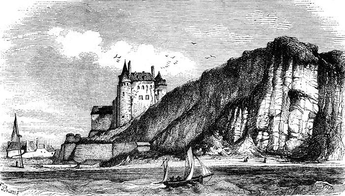 Le château de Dieppe vers 1840 - gravure reproduite et restaurée numériquement par © Norbert Pousseur