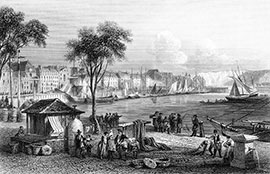 Dieppe par Rouargue vers 1850 - gravure reproduite et restaurée numériquement par © Norbert Pousseur