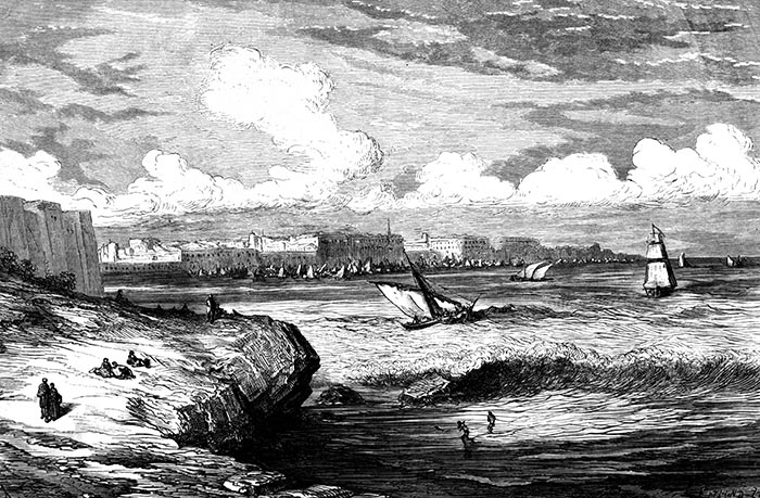 Cádiz y su puerto hacia 1860 - - grabado reproducido y restaurado digitalmente por © Norbert Pousseur Cádiz y su puerto hacia 1860 - - grabado reproducido y restaurado digitalmente por © Norbert Pousseur