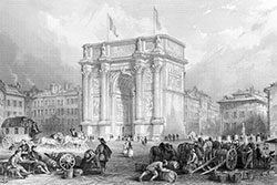 Imagette : Arc de Triomphe de Marseille vers 1830 vers 1830 - reproduction © Norbert Pousseur