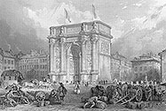 Pour zoom, Arc de Triomphe de Marseille vers 1830 vers 1830 - gravure  reproduite et restaurée par © Norbert Pousseur