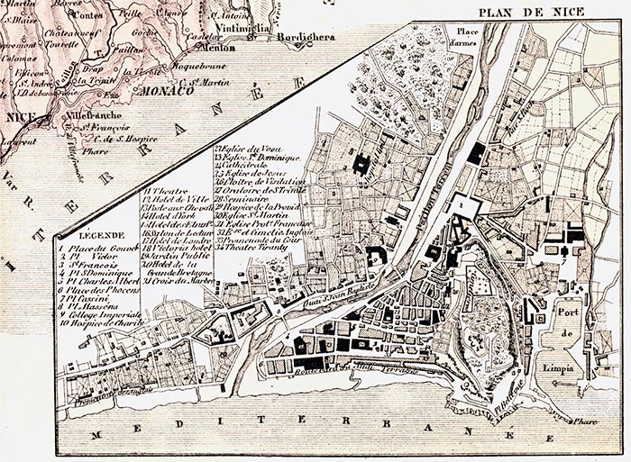 Plan de Nice vers 1880 - reproduction © Norbert Pousseur