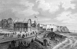 Les bains de Dieppe vers 1860 par Ludwig Robock - gravure reproduite et restaurée numériquement par © Norbert Pousseur