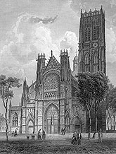 L'église St Jacques de Dieppe vers 1860 par Ludwig Robock - reproduction © Norbert Pousseur