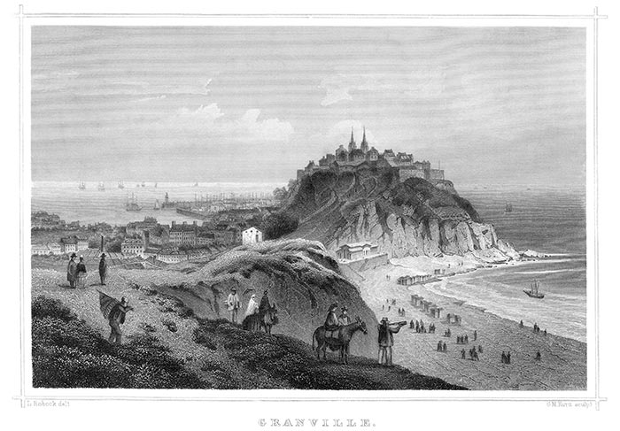 Vue de Granville vers 1860 par Ludwig Robock - gravure de Bouquet, reprroduite puis restaurée numériquement par © Norbert Pousseur