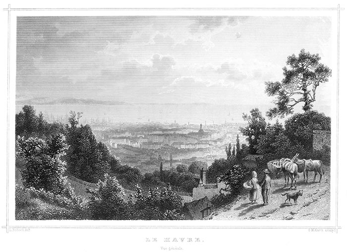 Le Havre vers 1860 par Ludwig Robock - reproduction © Norbert Pousseur