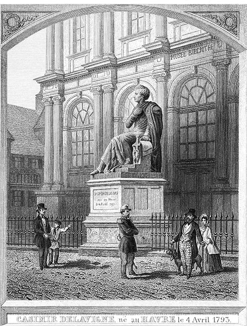 Statue de Casimir Delavigne au Havre vers 1860 - reproduction © Norbert Pousseur