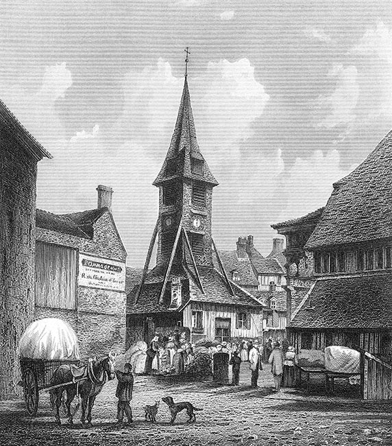 Tour de St Catherine de Honfleur vers 1860 par Ludwig Robock - gravure reproduite et restaurée par © Norbert Pousseur 