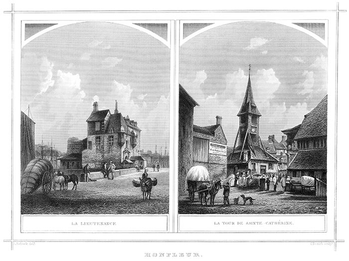 Honfleur vers 1860 par Ludwig Robock - gravure reproduite et restaurée par © Norbert Pousseur 