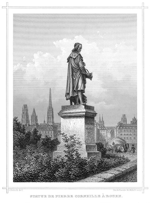 Pierre Corneille à Rouen par L Robock  - gravure reproduite et restaurée numériquement par © Norbert Pousseur