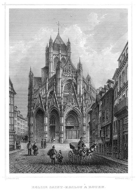 Eglise St Maclou de Rouen par Robbock - gravure reproduite et restaurée numériquement par © Norbert Pousseur