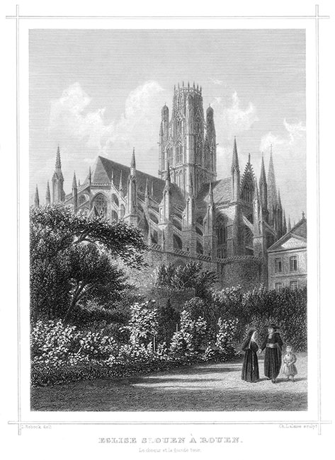 Choeur de l'église de Saint Ouen de Rouen - gravure reproduite et restaurée numériquement par © Norbert Pousseur Choeur de l'église de Saint Ouen de Rouen - gravure reproduite et restaurée numériquement par © Norbert Pousseur