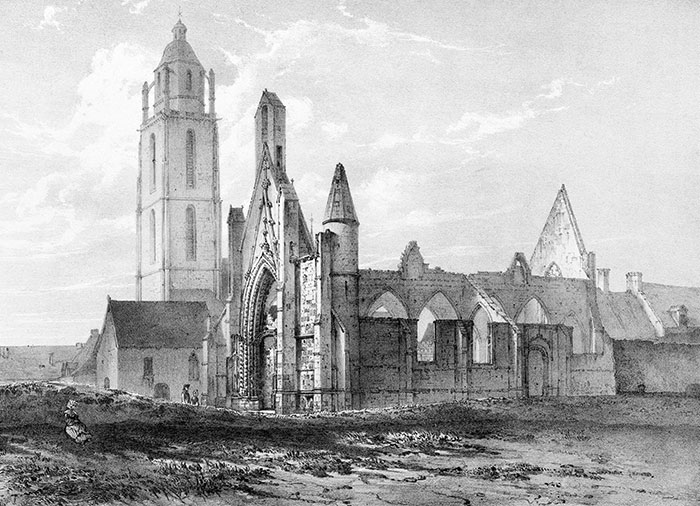 L'église du Bourg de Batz - gravure reproduite et restaurée numériquement par © Norbert Pousseur