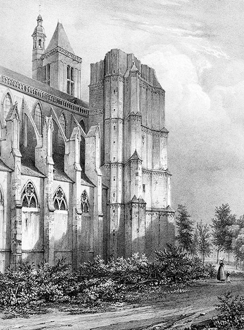 L'église de Dol, extérieur - gravure reproduite et restaurée numériquement par © Norbert Pousseur