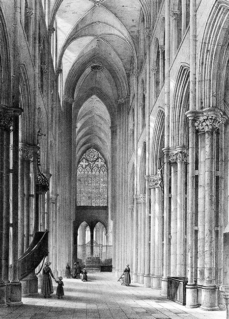 L'église de Dol, intérieur - gravure reproduite et restaurée numériquement par © Norbert Pousseur