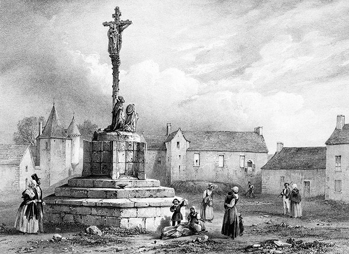 Calvaire de Folgoat - gravure reproduite et restaurée numériquement par © Norbert Pousseur