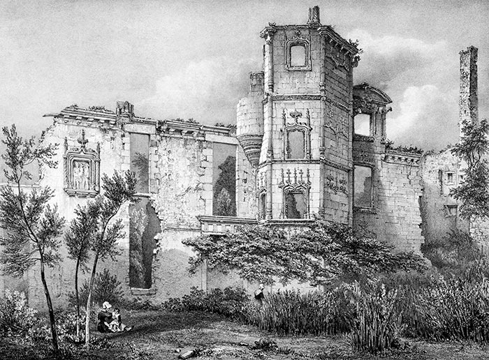 Ruines de la Garaye - gravure reproduite et restaurée numériquement par © Norbert Pousseur