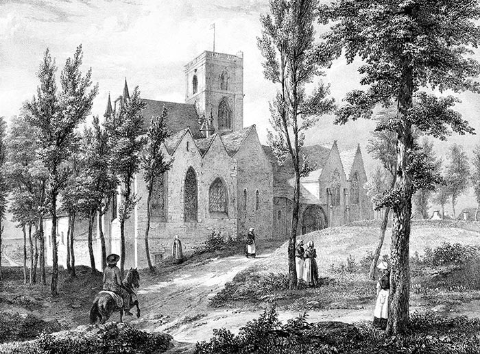 Lamballe et son église - gravure reproduite et restaurée numériquement par © Norbert Pousseur