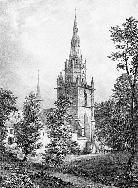 Eglise de St Nicodème - gravure reproduite et restaurée numériquement par © Norbert Pousseur