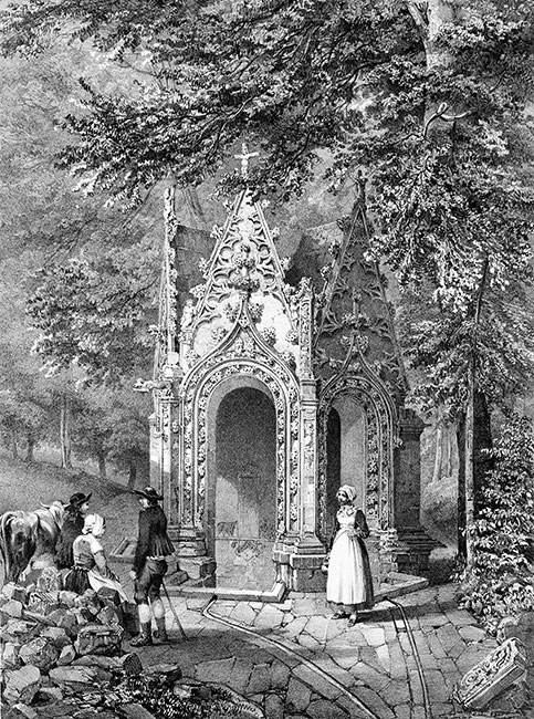 Fontaine de St Nicodème - gravure reproduite et restaurée numériquement par © Norbert Pousseur