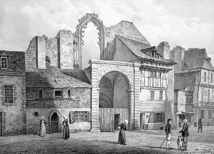 La rue du château à Quimperlé - gravure reproduite et restaurée numériquement par © Norbert Pousseur