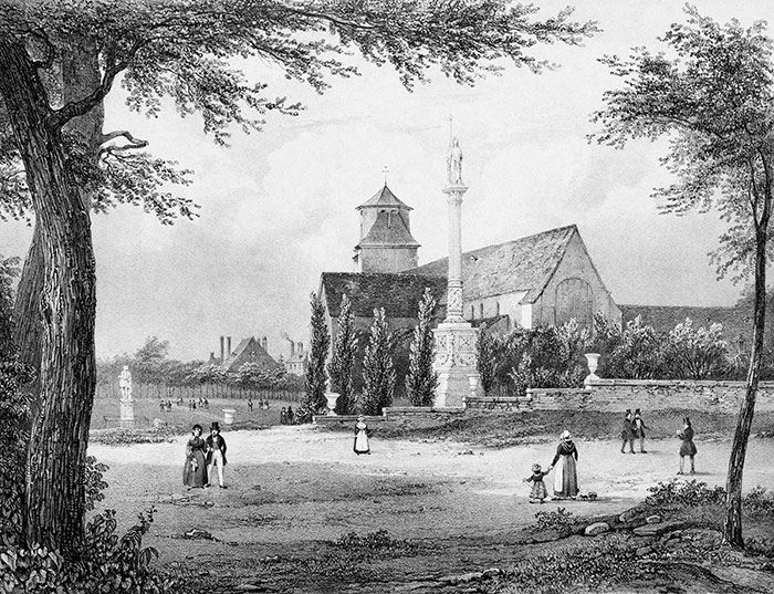 Rennes et la promenade du Thabor - gravure reproduite et restaurée numériquement par © Norbert Pousseur