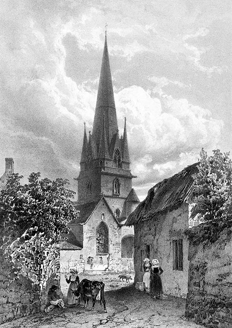 Eglise de Rosporden - gravure reproduite et restaurée numériquement par © Norbert Pousseur