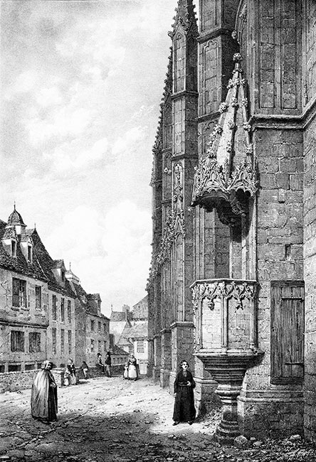 Chaire de l'église Notre-Dame de Vitré - gravure reproduite et restaurée numériquement par © Norbert Pousseur