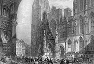 Zoom sur Cathédrale de Rouen par Rouarge - gravure reproduite et restaurée numériquement par © Norbert Pousseur