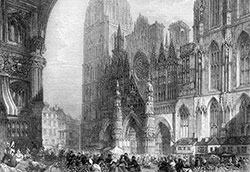 Cathédrale de Rouen par Rouarge - gravure reproduite et restaurée numériquement par © Norbert Pousseur