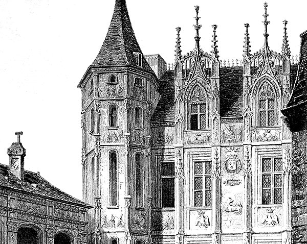 L'hôtel de Bourgtheroulde par Félix Benoist - gravure reproduite et restaurée numériquement par © Norbert Pousseur