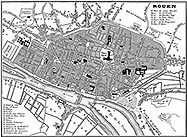 Zoom Carte de Rouen vers 1830 - gravure reproduite et restaurée numériquement par © Norbert Pousseur