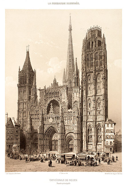 Cathédrale de Rouen par Félix Benoist  - gravure reproduite et restaurée numériquement par © Norbert Pousseur