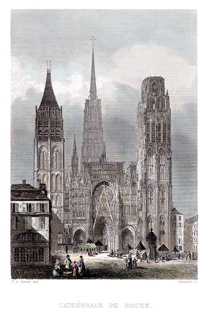 La cathédrale de Rouen en couleur - gravure reproduite et restaurée numériquement par © Norbert Pousseur