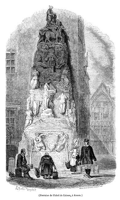 Fontaine de Lisieux à Rouen - gravure reproduite et restaurée numériquement par © Norbert Pousseur