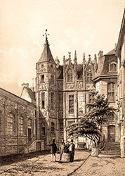 Bourgtheroulde vers 1850 - gravure reproduite et restaurée numériquement par © Norbert Pousseur