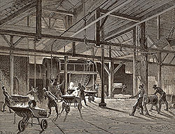 Zoom sur L'usine Malétra de Rouen - gravure reproduite et restaurée numériquement par © Norbert Pousseur