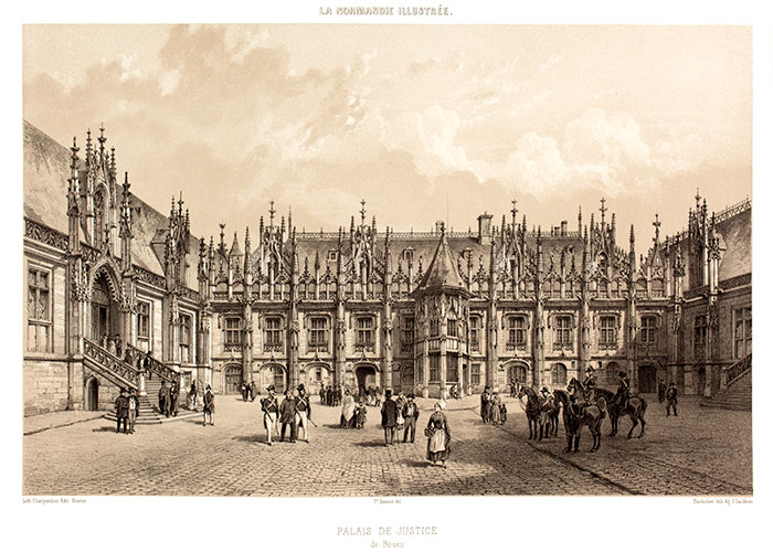 Palais de justice de Rouen par Félix Benoist  - gravure reproduite et restaurée numériquement par © Norbert Pousseur